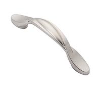 Alzassbg 10 Pack Brushed Satin Nickel Cabinet Pulls, 3 Inch(76mm) Hole Centers Arch Twisted Cabinet Handles Kichen Hardware for Cabinets and Drawer AL3027SN