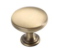 Alzassbg 25 Pack Brushed Antique Brass Cabinet Knobs, 1-1/8 Inch Diameter, Round, Traditional Style, Easy to Install, Ambidextrous, Brass, Zinc, Kitchen Cabinet Hardware