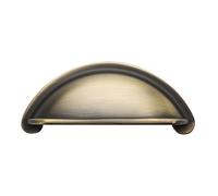 Alzassbg 3" Brushed Antique Brass Cabinet Cup Pulls 10 Pack, AL3032AB | 3 Inch(76mm) Hole Center, Bin Cup Drawer Pulls, Decorative Hardware Cabinet Handles, for Cabinets and Drawers