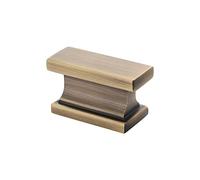 Alzassbg Brushed Antique Brass Rectangle Cabinet Knobs 15 Pack, AL6061AB | Single Hole Knob, 1.46 Inch Length, Rectangle Decorative Hardware Pulls, for Cabinets and Drawers