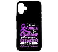 Alzheimer Frontotemporal Dementia Purple Ribbon Memory Loss Case for iPhone 16 Plus