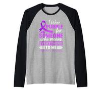 Alzheimer Frontotemporal Dementia Purple Ribbon Memory Loss Raglan Baseball Tee