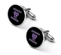 Alzheimer's Awareness Cufflinks for Men Classic Round Cuff Links Black Match Tie Clips for Business Wedding Graduation 1.7cm
