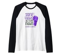 Alzheimer's Awareness Her Fight Is Our Fight boxing glove Raglan Baseball Tee