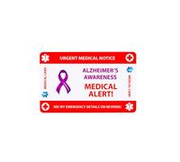 Alzheimer's Awareness Medical Alert Card, Emergency Information Card with Purple Ribbon