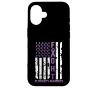 Alzheimer's Awareness Month Day USA Flag Ribbon Purple Case for iPhone 16