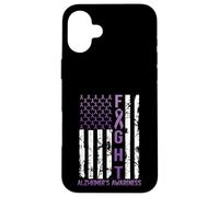 Alzheimer's Awareness Month Day USA Flag Ribbon Purple Case for iPhone 16 Plus