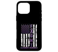 Alzheimer's Awareness Month Day USA Flag Ribbon Purple Case for iPhone 16 Pro Max