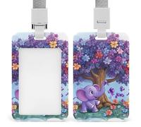 Alzheimers Awareness Purple Ribbon Elephant ID Badge Holder with Lanyard Name Card Holders for Nurse Teacher Officer
