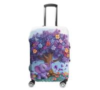 Alzheimers Awareness Purple Ribbon Elephant Travel Luggage Cover Washable Anti-Scratch Baggage Suitcase Protector M
