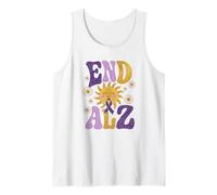 Alzheimer's Awareness Purple Ribbon Retro Daisy Sun End ALZ Tank Top