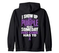 Alzheimers Awareness Purple Ribbon Support Zip Hoodie