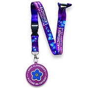 Alzheimer's/Dementia Forget Me Not Flower Lanyard - I Have Alzheimers - Please Be Patient with Me & Visual Awareness Alzheimers 3D Disc Tag