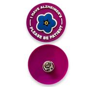 Alzheimer's Visual Awareness Pin Badge, 3D, "I Have Alzheimer's Please Be Patient With Me"