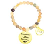 ALZLDYS Birthday Gifts for Men Natural Stone Jasper Bracelets Handmade Stretchy Bracelets |Remember I Love You Dad| Gifts for Dad Souvenir, 20cm, Stone, rutilated quartz