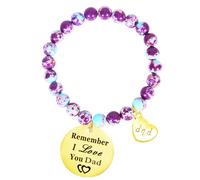 ALZLDYS Birthday Gifts for Men Natural Stone Jasper Bracelets Handmade Stretchy Bracelets |Remember I Love You Dad| Gifts for Dad Souvenir, 20cm, Stone, Jasper