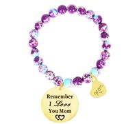 ALZLDYS Birthday Gifts for Women&Men Natural Stone Jasper Bracelets Handmade Stretchy Bracelets |Remember I Love You MOM&Dad| Gifts for Mom&Dad Souvenir, 19.5cm, Stone, Jasper