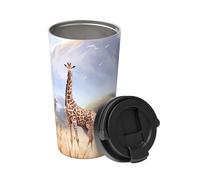 ALZYFC African Savanna Giraffe Carry An Insulated Coffee Mug. Stylish 500ml Thermos That Keeps Drinks Hot For Hours, Perfect For Coffee, Tea And More., White