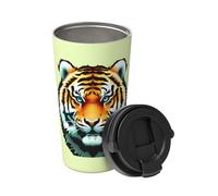 ALZYFC Little Fat Tiger Head Carry An Insulated Coffee Mug. Stylish 500ml Thermos That Keeps Drinks Hot For Hours, Perfect For Coffee, Tea And More., White