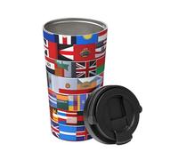 ALZYFC Various Flags Carry An Insulated Coffee Mug. Stylish 500ml Thermos That Keeps Drinks Hot For Hours, Perfect For Coffee, Tea And More., White