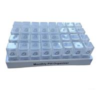 AM and PM Pill Organizer Box for 31 Days Featuring 32 Labeled Compartments Compact Travel-Friendly Medicine Storage Made from Polypropylene (D)