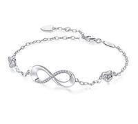 AM ANNIS MUNN 925 Sterling Silver Bracelets for Women Infinity Bracelet with Cubic Zirconia Silver Bracelet for Womens Eternal Love Gifts for Women Mum Girlfriend