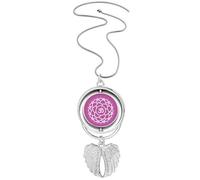 AM Culture Letter Pattern Pendant Angel Wings Rotating Necklace Jewelry