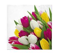 AM Décor - 20 Count Soft 3-Ply Paper Napkins -13" x 13" (Unfolded) (Bunch of Tulips)