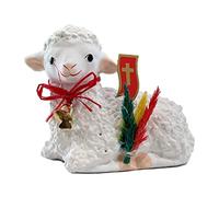 AM Decor Polish Traditional Easter Lamb Figurine with Flag and Palm, X-Large Sheep Figurine Baranek Wielkanocny