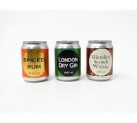 AM Drinks The Spirited Trio Gift Pack, London Dry Gin 40% vol, Spiced Rum 37.5% vol, Blended Scotch Whisky 40% vol, 3 x 100ml