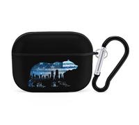 Am-erican Flag City Flag Bear Print Headphone Case Compatible with AirPods Pro PC Shell Carrying Case with Keychain Black-style