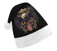 Am-ericans Bald Ea-gles Flag Christmas Santa Hat for Adult Party Holiday Decor Hair Accessories Headwear