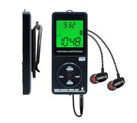 AM/FM Personal Portable Mini Radio with Digital Tuning LCD Display and Backlight Time, SWDSTP Rechargeable Pocket Radio with Earphone and Belt Clip for Walking, Jogging