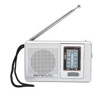 AM FM Portable Radio, Battery Powered Mini Radio Universal High Performance Receiver with Stereo Speaker, Telescopic Antenna, Grey