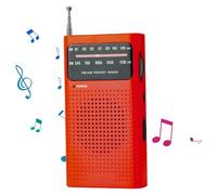 AM FM Radio Portable Long Range Reception 2AA Battery Operated Radio with Loud & Clear Speaker for Indoor Outdoor Use, Red AM FM