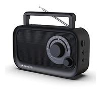 AM FM Radio with Best Reception, Bluetooth Speaker Portable Radio, DSP Plug in Wall,Battery Operated or AC Power with Headphone Jack, Large Tuning Knob for Home Kitchen Outdoor, Black