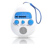 AM/FM Shower Radio, Portable Waterproof Radio Built in Speaker with Rope, Volume Adjustable Bathroom Radios for Kitchen/Bathroom/Outdoor/Indoor