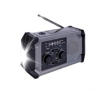 AM FM Solar Radio with Manual Crank Charging - Built-in 2000mAh Power Bank & LED Light for Backpacking & Survival Scenarios