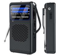 AM FM SW 3 Band Pocket Radio, Portable Battery Operated Shortwave Radio, Back Clip Transistor radios with 3.5mm Earphone Jack, Emergency LED Flashlight for Camping, Home
