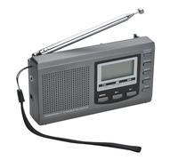 AM/FM SW1-7 9 Band Portable Radio Receiver with Loud Speak and Earphone, Excellent Reception 12/24H Time Display Digital Radio, Backlight, Sleep, Ascending Alarm, Battery Operated (Gray)