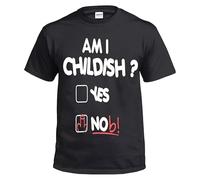 Am I Childish? T-Shirt Funny Rude Joke Present Men's New Top Tee Cotton Daily Wear(Black, 3XL)