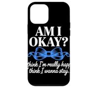 Am I Okay I Think I'm Really Happy Blue Ribbon Quote Case for iPhone 12 mini