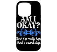 Am I Okay I Think I'm Really Happy Blue Ribbon Quote Case for iPhone 14 Pro