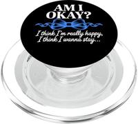 Am I Okay I Think I'm Really Happy Blue Ribbon Quote PopSockets PopGrip for MagSafe