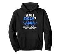 Am I Okay Motivational Blue Ribbon Quote Inspirational Pullover Hoodie
