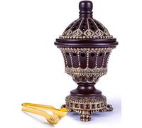AM Incense Burner Charcoal Bakhoor Burner Frankincense for Office & Home - Lavish Chalice Brown