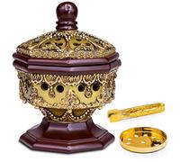 AM Incense Burner Charcoal Bakhoor Burner Frankincense for Office & Home - Lavish Octagon Bronze