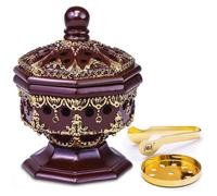 AM Incense Burner Charcoal Bakhoor Burner Frankincense for Office & Home - Lavish Octagon Brown