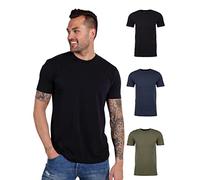 AM INTO The Mens T Shirt - Short Sleeve Crew Neck Soft Fitted Tees S - 4XL Fresh Classic Tshirts, 3-Pack Essential - Black/Navy/Olive Green, Large