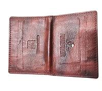 AM LEATHER 100% Genuine Leather Two Tone Card Holder with RFID Protection Brown, Two-Tone Bow, 10.5 X1 X7.5 CM, Two-Tone Bow, 10.5 X1 X7.5 CM, Two-tone bow, 10.5 X1 X7.5 CM